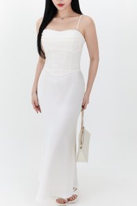 DEFECT | Chelsea Co-ord Satin Skirt in White ( Regular Length ) in XL DEFECT | Chelsea Co-ord Satin Skirt in White ( Regular Length ) in XL