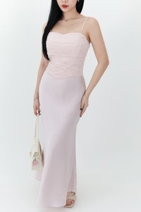 DEFECT | Chelsea Co-ord Satin Skirt in Lilac Pink ( Regular Length ) In XS