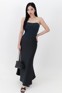 RESTOCKS | Chelsea Co-ord Satin Skirt in Midnight Steel ( Regular Length ) RESTOCKS | Chelsea Co-ord Satin Skirt in Midnight Steel ( Regular Length )