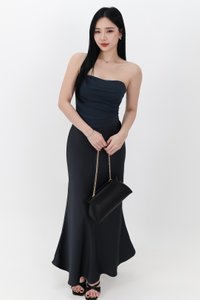 RESTOCKS | Chelsea Co-ord Satin Skirt in Midnight Steel ( Regular Length ) RESTOCKS | Chelsea Co-ord Satin Skirt in Midnight Steel ( Regular Length )