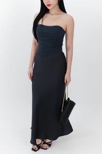 RESTOCKS | Chelsea Co-ord Satin Skirt in Midnight Steel ( Regular Length ) RESTOCKS | Chelsea Co-ord Satin Skirt in Midnight Steel ( Regular Length )