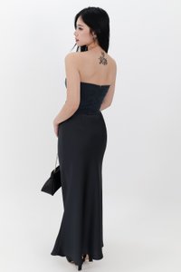 DEFECT | Chelsea Co-ord Satin Skirt in Midnight Steel ( Regular Length ) in S DEFECT | Chelsea Co-ord Satin Skirt in Midnight Steel ( Regular Length ) in S