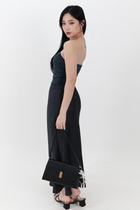 RESTOCKS | Chelsea Co-ord Satin Skirt in Midnight Steel ( Petite Length )