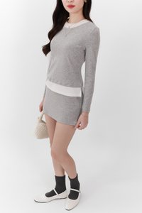 Chiara Co-ord Layered Sleeve Top in Light Grey Chiara Co-ord Layered Sleeve Top in Light Grey