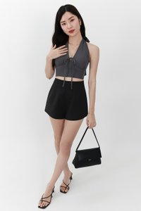 Trea Tie Front Top in Steel Grey