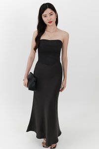 Chelsea Co-ord Satin Skirt in Black ( Regular Length )