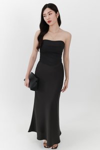 Chelsea Co-ord Satin Skirt in Black ( Regular Length )