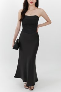 Chelsea Co-ord Satin Skirt in Black ( Regular Length )