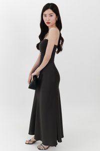 Chelsea Co-ord Satin Skirt in Black ( Regular Length )