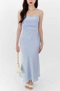 Chelsea Co-ord Satin Skirt in Light Blue ( Petite Length ) Chelsea Co-ord Satin Skirt in Light Blue ( Petite Length )