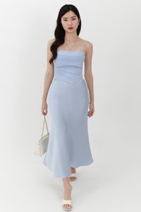 Chelsea Co-ord Satin Skirt in Light Blue ( Petite Length ) Chelsea Co-ord Satin Skirt in Light Blue ( Petite Length )