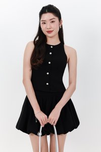 Clarie Co-ord Button Top in Black