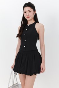 Clarie Co-ord Button Top in Black