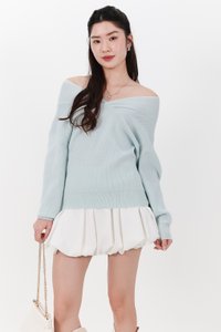 Odella Oversized Sweater Top in Ice Blue