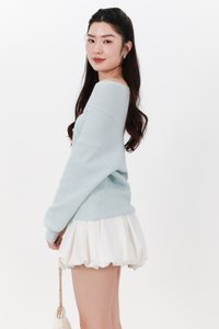 Odella Oversized Sweater Top in Ice Blue