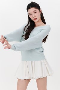 Odella Oversized Sweater Top in Ice Blue