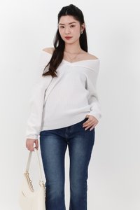 Odella Oversized Sweater Top in White