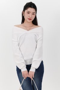Odella Oversized Sweater Top in White