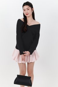 Odella Oversized Sweater Top in Black