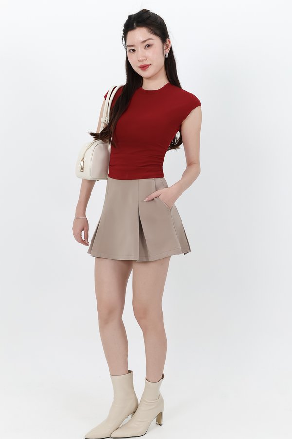 DEFECT | Rene Ruched Tee in Dark Red in S,M