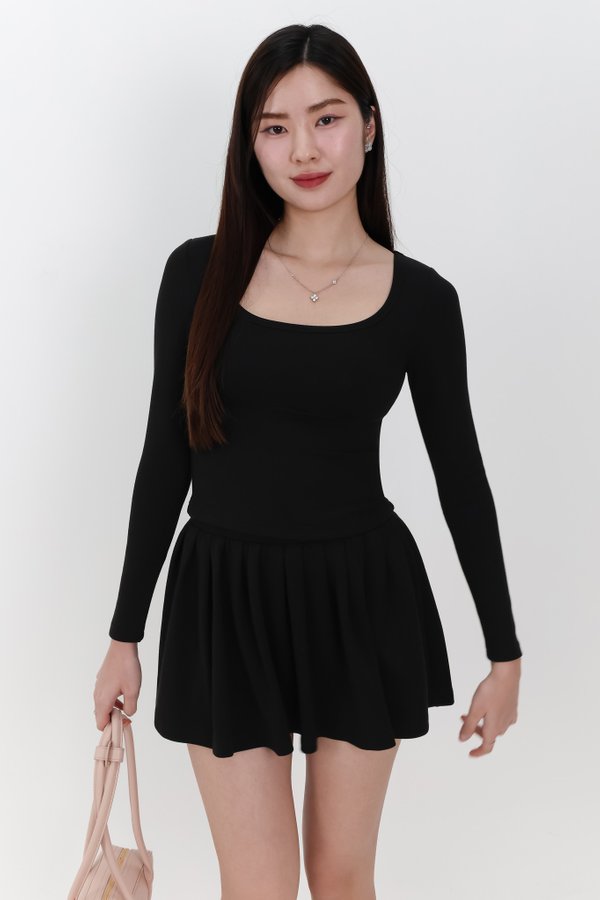 Carina Co-ord Sleeved Top in Black