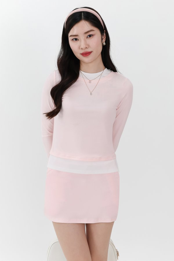 DEFECT | Chiara Co-ord Layered Sleeve Top in Light Soft Pink in S
