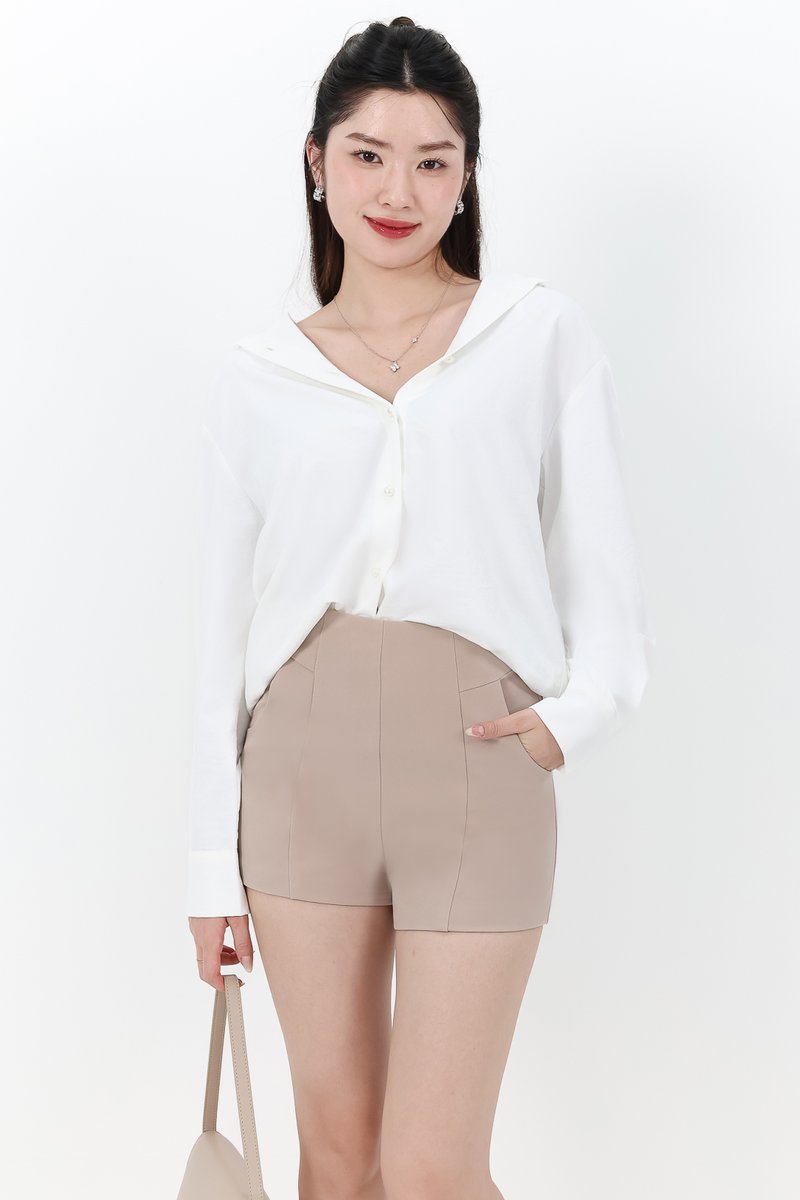 DEFECT | Tasha Textured Tie Shirt in White in M