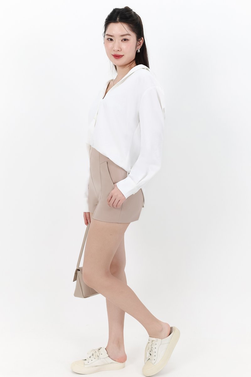 DEFECT | Tasha Textured Tie Shirt in White in M