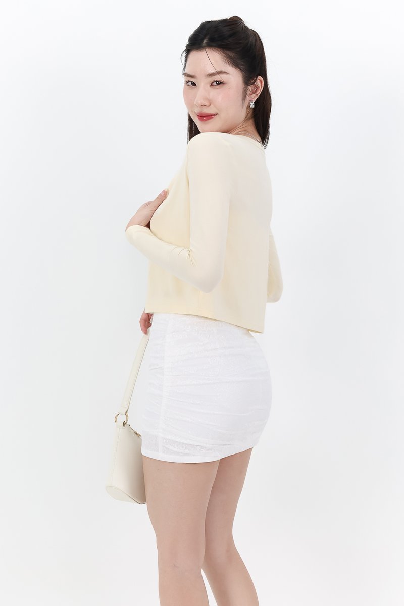 Leila Lace Ruched Skorts in White
