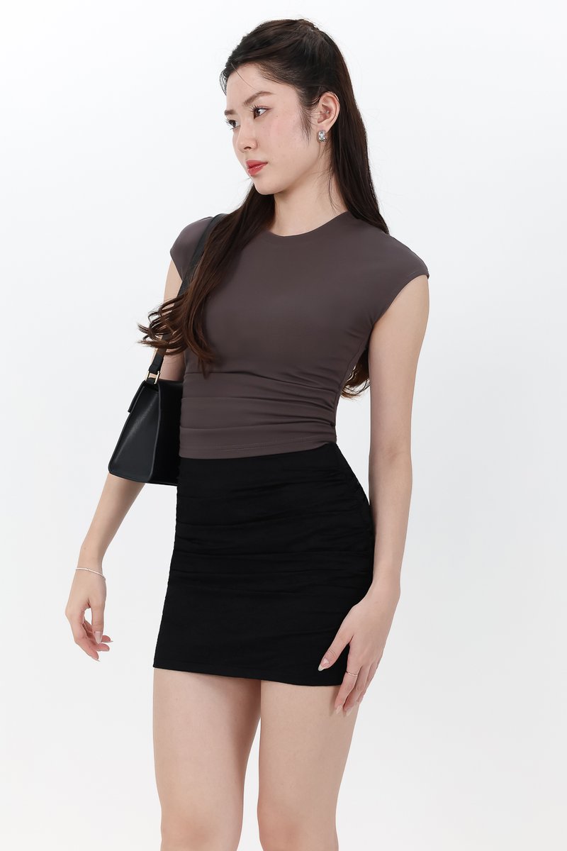 Leila Lace Ruched Skorts in Black