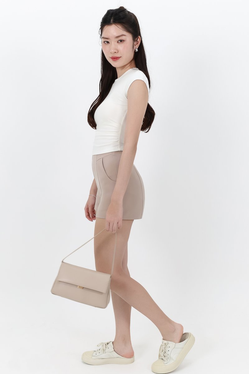 Rene Ruched Tee in White