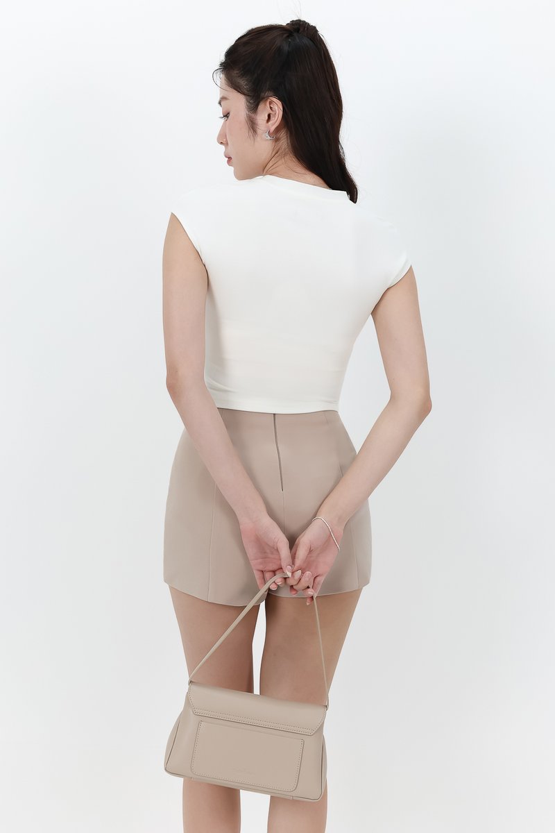 DEFECT | Rene Ruched Tee in White in XXS