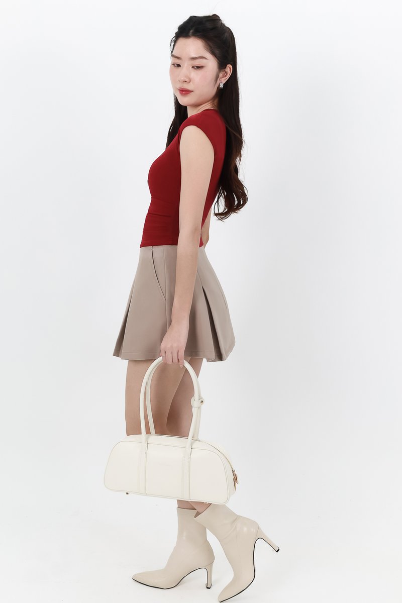 Rene Ruched Tee in Dark Red