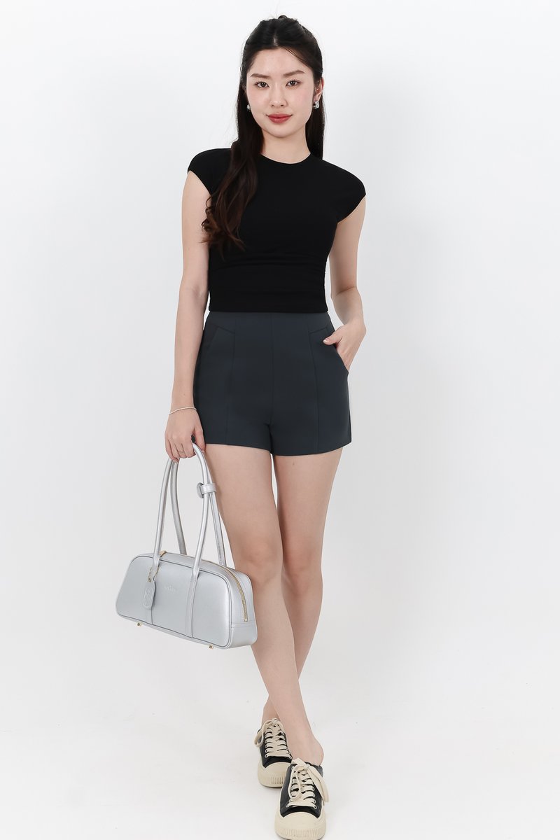 Rene Ruched Tee in Black Rene Ruched Tee in Black