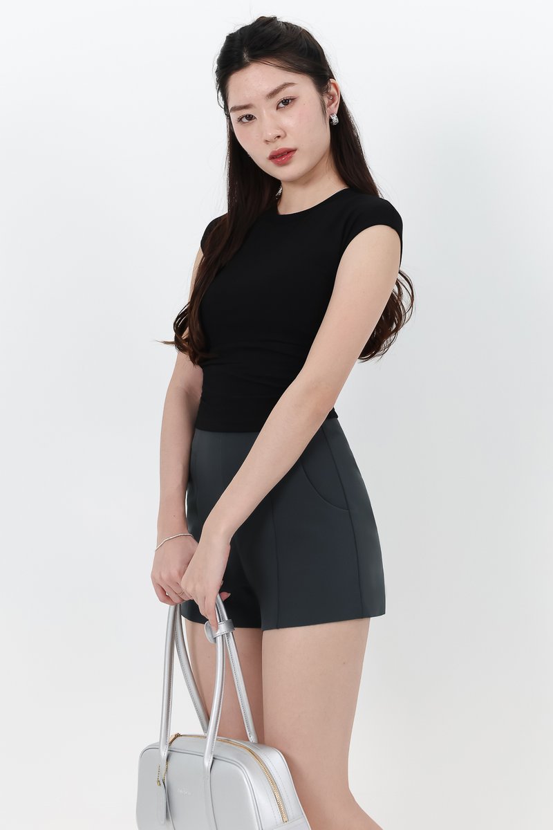 Rene Ruched Tee in Black Rene Ruched Tee in Black