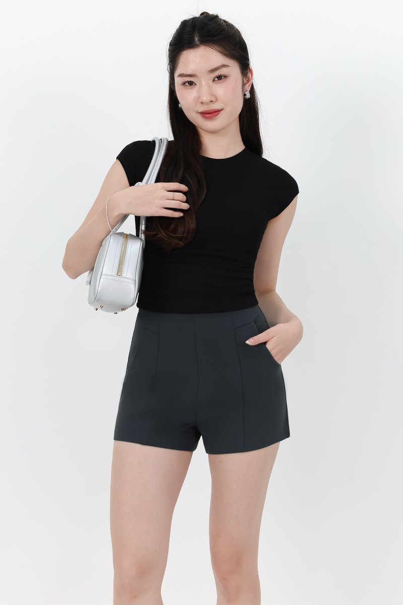 Rene Ruched Tee in Black Rene Ruched Tee in Black