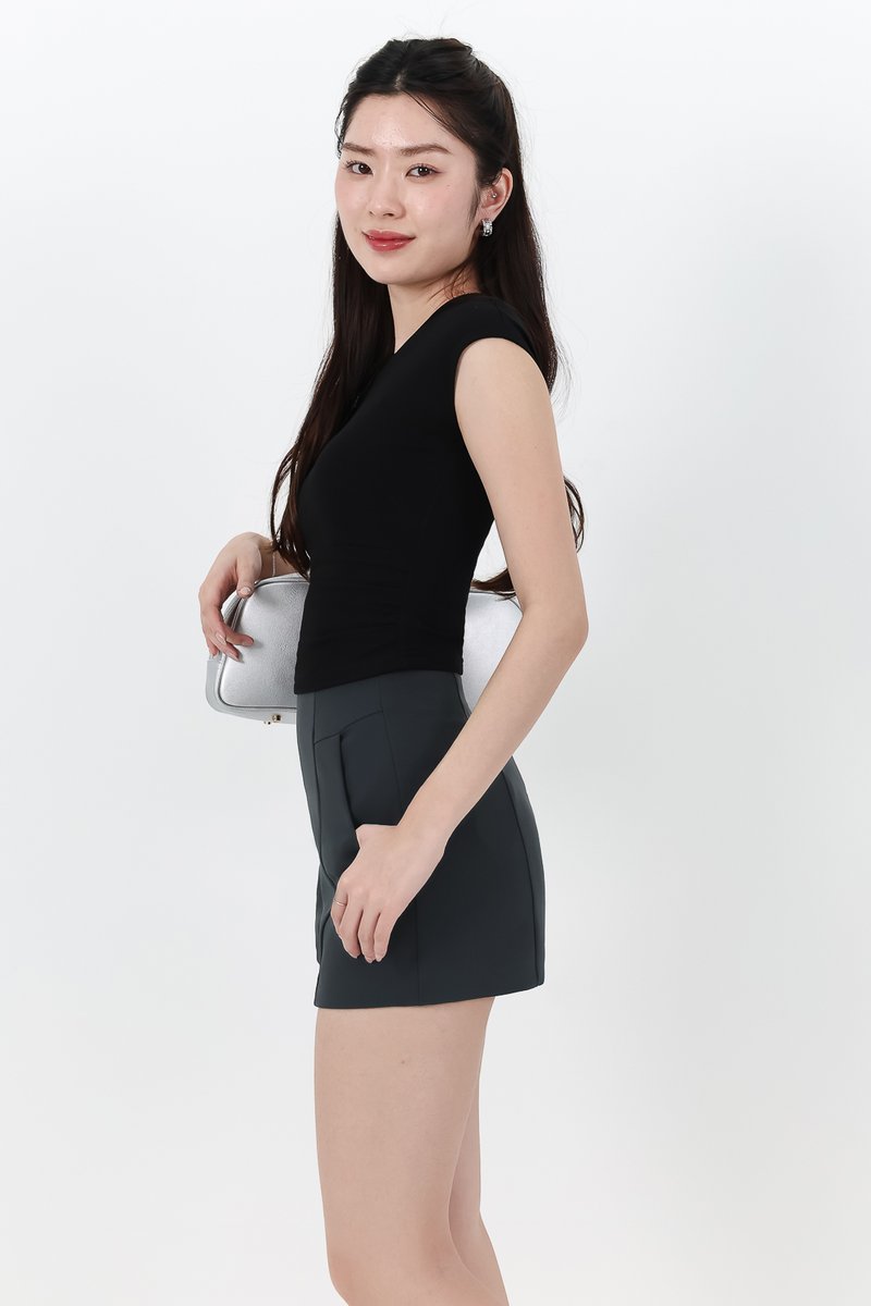 Rene Ruched Tee in Black Rene Ruched Tee in Black