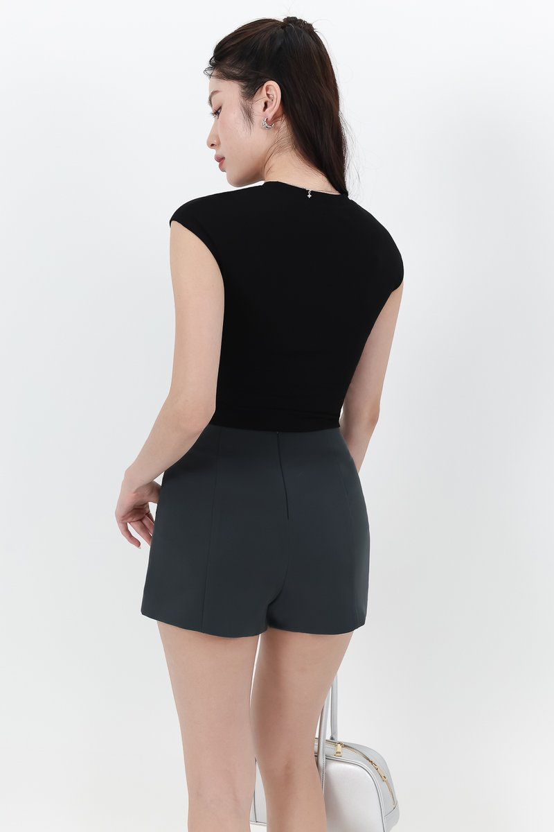 Rene Ruched Tee in Black Rene Ruched Tee in Black