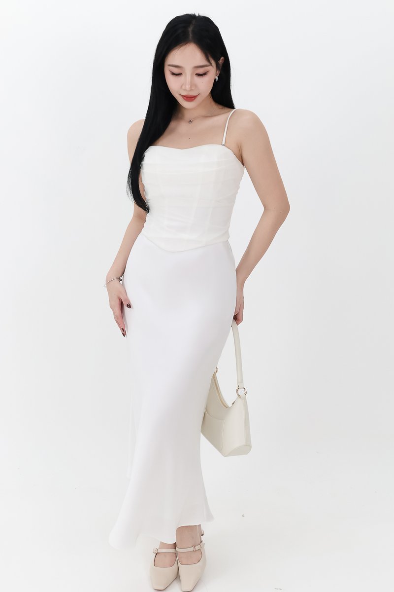 RESTOCKS | Chelsea Co-ord Satin Skirt in White ( Petite Length ) RESTOCKS | Chelsea Co-ord Satin Skirt in White ( Petite Length )