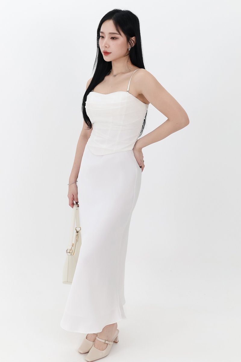 RESTOCKS | Chelsea Co-ord Satin Skirt in White ( Petite Length ) RESTOCKS | Chelsea Co-ord Satin Skirt in White ( Petite Length )