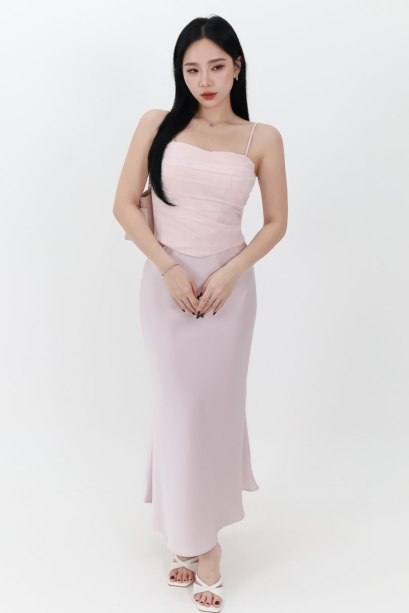 RESTOCKS | Chelsea Co-ord Satin Skirt in Lilac Pink ( Petite Length )