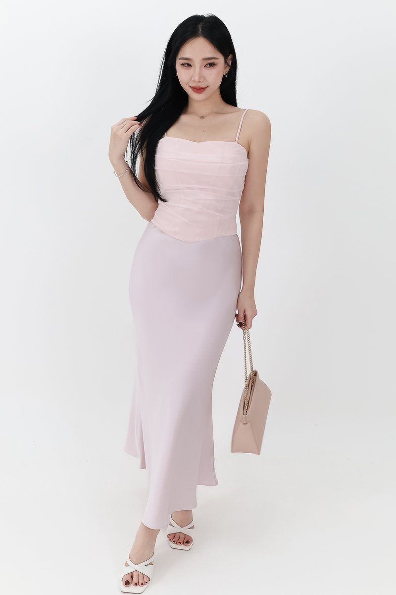 RESTOCKS | Chelsea Co-ord Satin Skirt in Lilac Pink ( Petite Length )