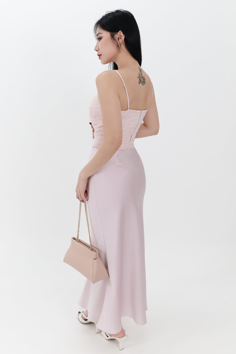DEFECT | Chelsea Co-ord Satin Skirt in Lilac Pink ( Petite Length ) in M