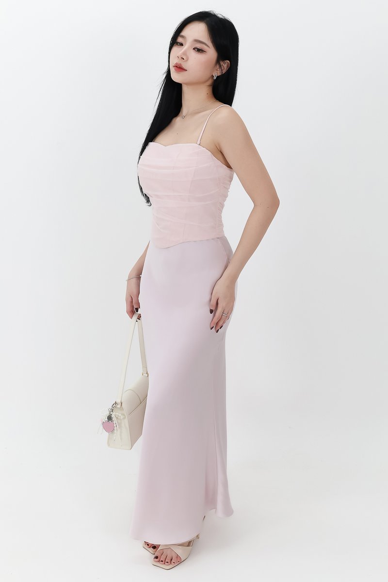 RESTOCKS | Chelsea Co-ord Satin Skirt in Lilac Pink ( Regular Length )