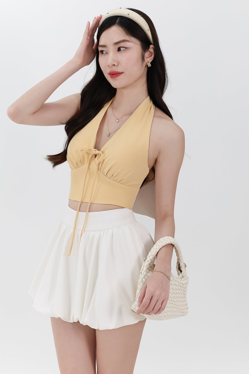 DEFECT | Trea Tie Front Top in Canary Yellow in S