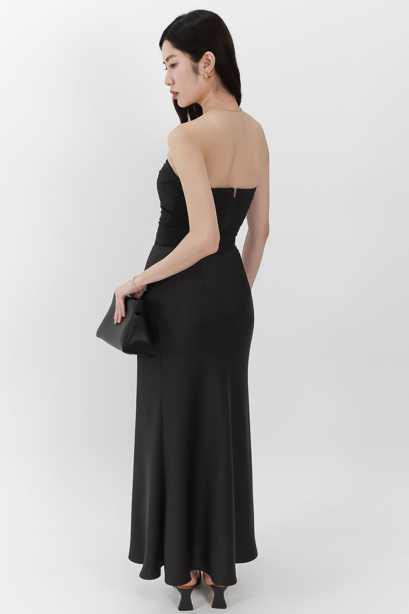 Chelsea Co-ord Satin Skirt in Black ( Regular Length )