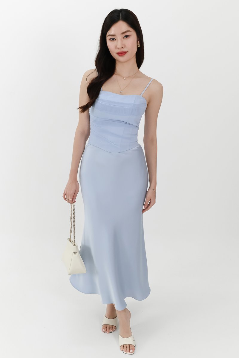 Chelsea Co-ord Mesh Top in Light Blue