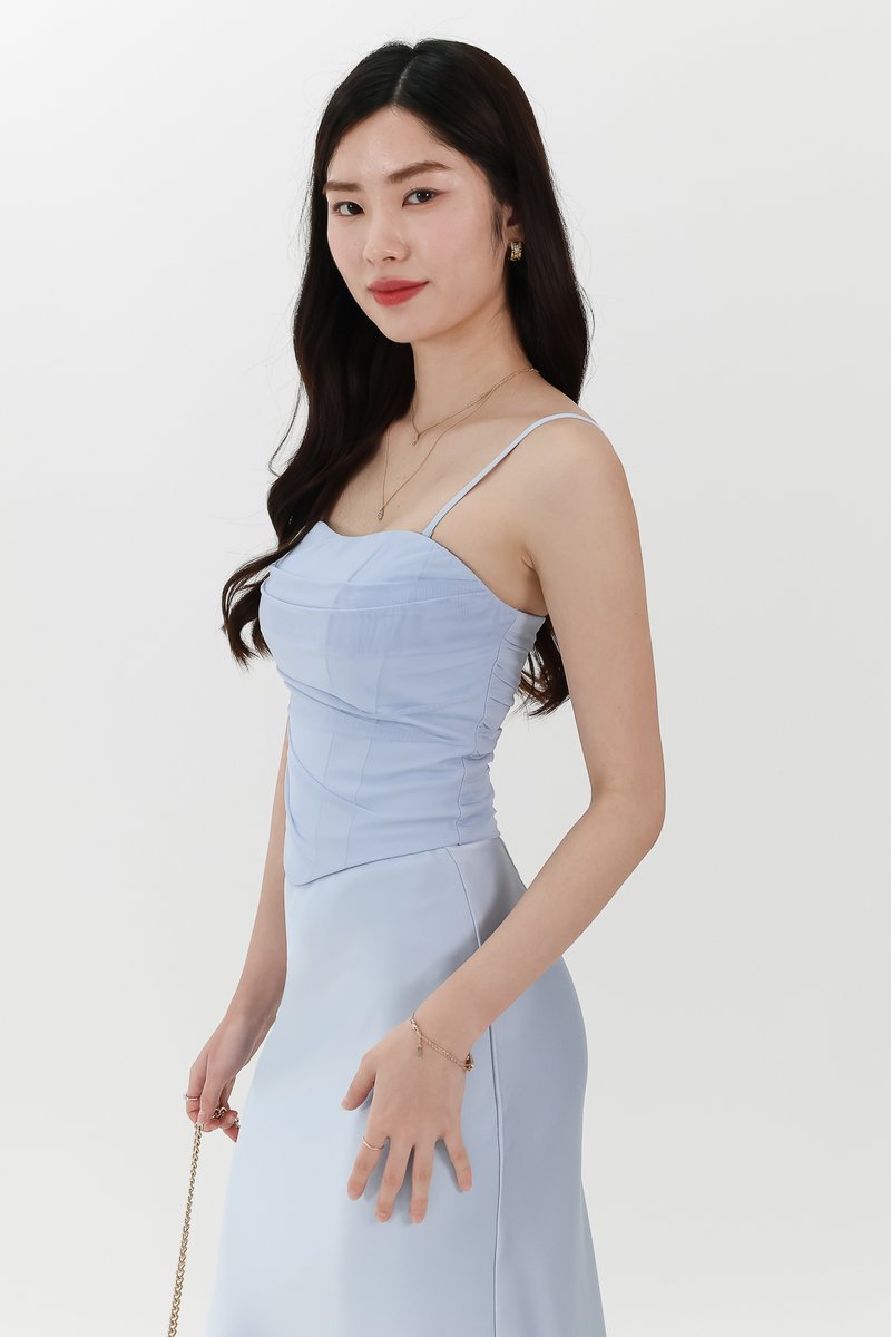 Chelsea Co-ord Mesh Top in Light Blue