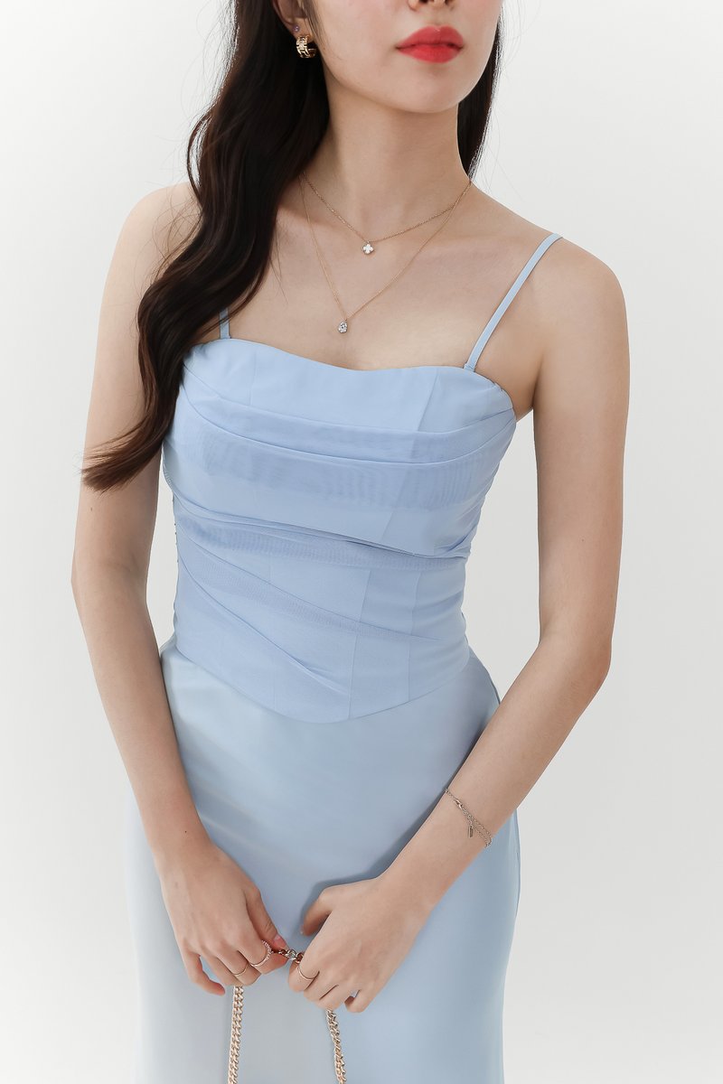 Chelsea Co-ord Mesh Top in Light Blue