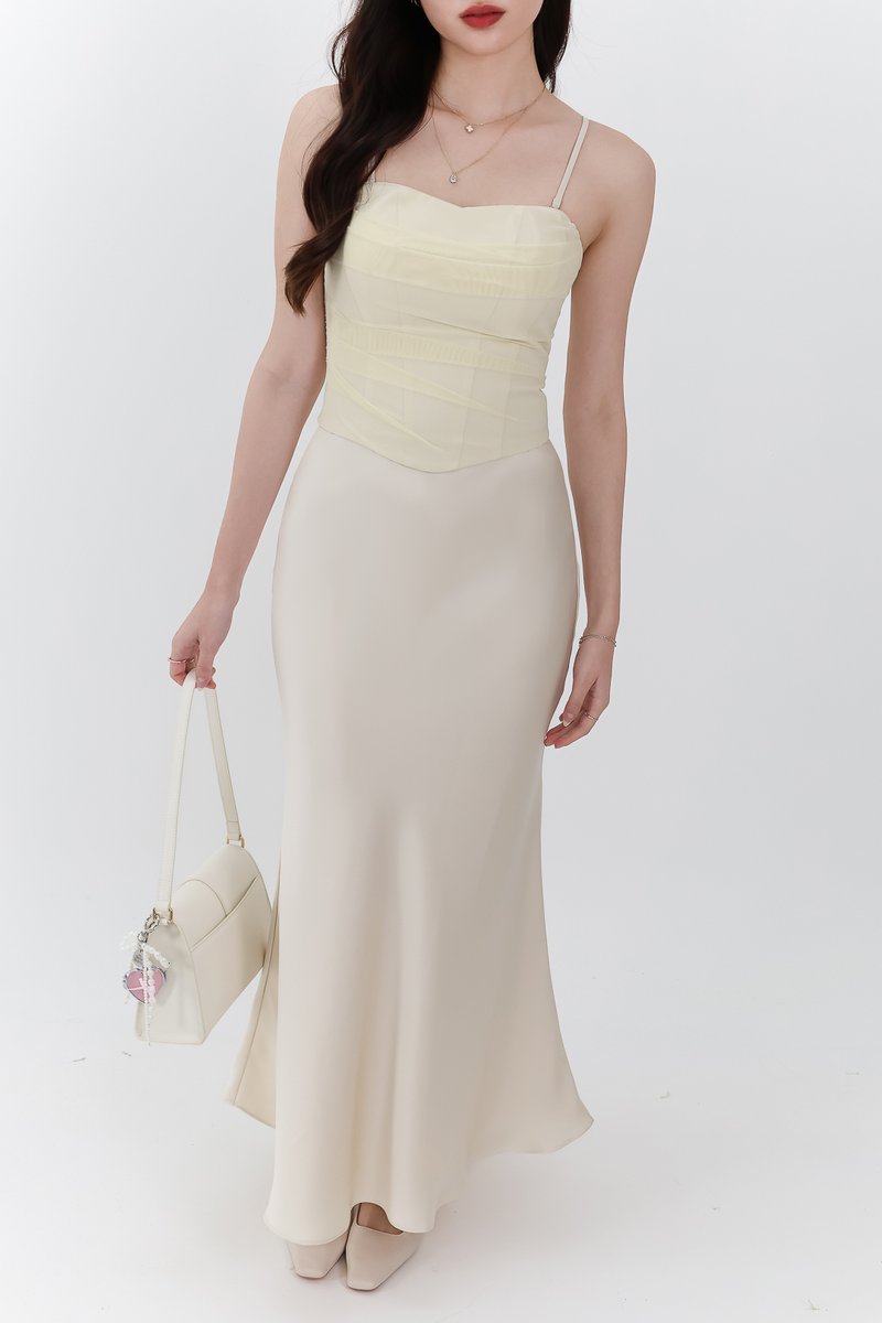 RESTOCKS | Chelsea Co-ord Satin Skirt in Champagne ( Regular Length )